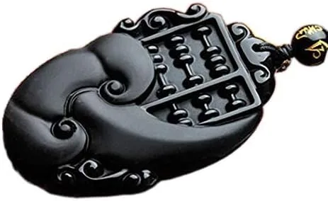 Collar con colgante de amuleto de cristal de obsidiana con cadena de cuentas para mujer o mujer, Piedra, Obsidiana