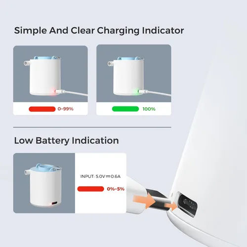 Vista 7 de FLEXTAILGEAR Tiny Pump X - Bomba de aire portátil de tamaño ultrapequeño - luz de campamento, con batería de 1300 mAh, recargable por USB