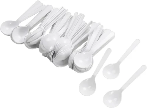 Vista 12 de Cucharas de plástico para sopa, paquete de 50 unidades, cucharas desechables resistentes al calor y sin BPA, cucharas de servir de peso pesado