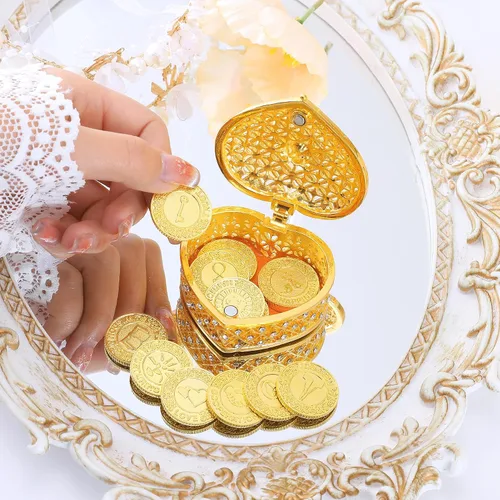 Vista 5 de TINGKU Juego de monedas de Arras para boda inglesa, monedas de oro 13 Dorado
