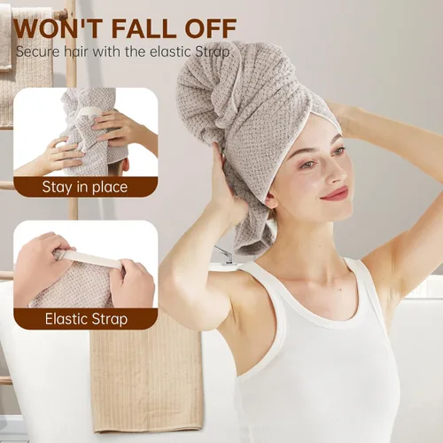 Vista 7 de Toalla de microfibra para el cabello, toallas para el cabello para mujer, 40 x 26.3 pulgadas, toallas de pelo súper absorbentes de secado rápido