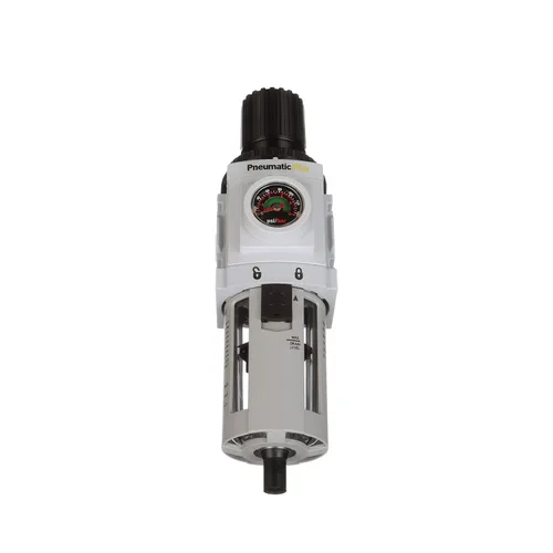 Vista 6 de PneumaticPlus PPP3-N02BG Regulador de filtro de aire comprimido Piggyback Combo 1/4 "NPT (alto flujo), 5 micrones, cuenco de polietileno, drenaje