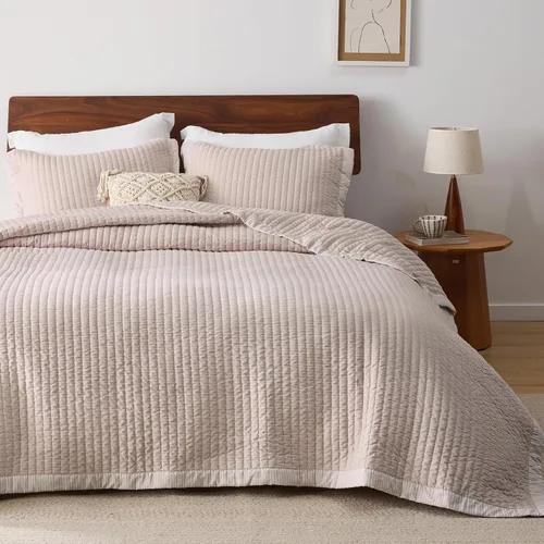 Vista 18 de Bedsure Colchas de tamaño individual – Juego de ropa de cama individual, edredón de edredón ligero a rayas neutrales, juego de 2 piezas con colcha