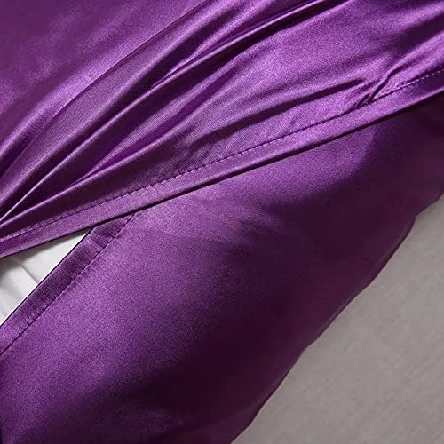 Vista 3 de Juego de 2 fundas de almohada sedosas de satén para el cabello, fundas de almohada con cierre de sobre, frescas y fáciles de lavar, juego de 2