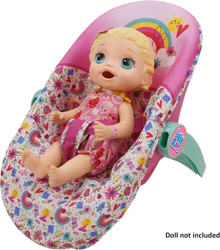 Vista 6 de Baby Alive: Asiento de automóvil de lujo para muñecas, color rosa y arcoíris, 3 en 1, se adapta a muñecas de hasta 18 pulgadas, unidad