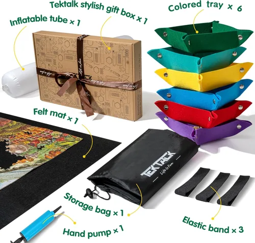 Vista 2 de Tektalk Diseño de mayor capacidad, alfombrilla enrollable para rompecabezas en delicada caja de embalaje con bomba de mano, almacenamiento