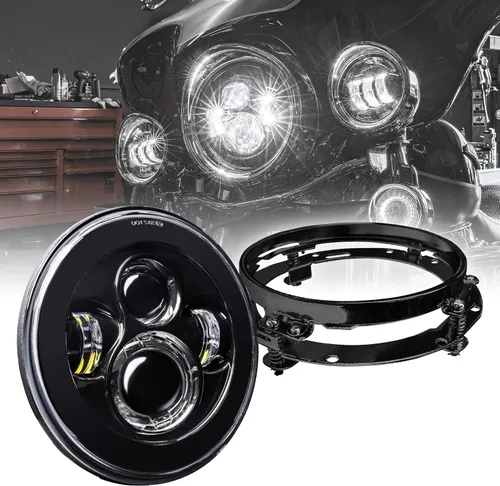 Vista 13 de TRUE MODS - Faro delantero LED de 7 pulgadas para Harley Davidson [acabado negro] convertidores H4 Plug and Play para Road King Electra Glide Ultra