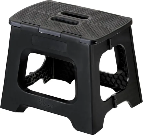 Vista 36 de Vigar Taburete plegable compacto, 10-1/2 pulgadas, ligero, capacidad de 330 libras, antideslizante taburete plegable, cuerpo de terrazo