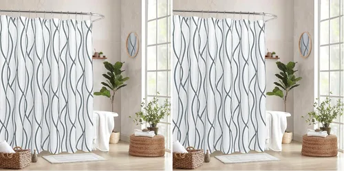 Vista 36 de Biscaynebay - Cortinas de tela texturizada a cuadros para baño