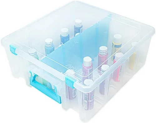 ArtBin Super Satchel Caja de Compartimento Doble Profundo - Almacenamiento de Arte con 8 Compartimentos Extraíbles, Cierre Inteligente para