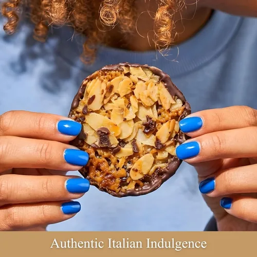 Vista 3 de ANDY ANAND CHOCOLATIER 24 galletas Florentines de chocolate negro con naranja y almendras, obleas finas, voladas desde Italia, hechas