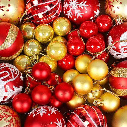 Vista 4 de Juego de 44 adornos de Navidad transparentes, inastillables, adornos decorativos para decoración del árbol de Navidad, bolas de adorno de Navidad