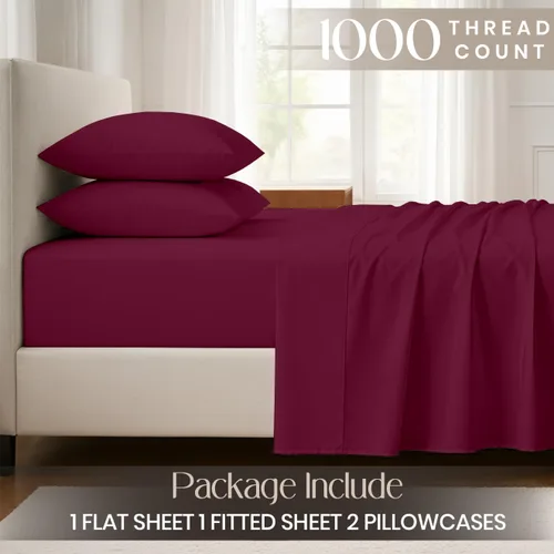 Vista 3 de SGI bedding Sábanas 100% algodón egipcio, tamaño individual, sábanas de hotel de lujo de 1000 hilos, bolsillo profundo de 18 pulgadas, suave