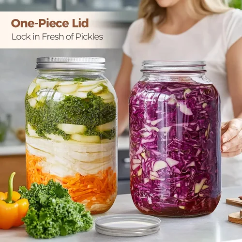 Vista 6 de ComSaf Tarros Mason de boca ancha de 1 galón, 2 piezas, frascos de vidrio de 128 onzas con tapas, contenedores de almacenamiento de harina y azúcar