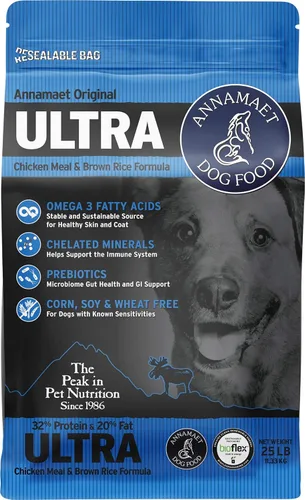 Vista 10 de Annamaet Original Ultra Formula - Alimento seco para perros, 32% proteína (pollo y arroz integral), bolsa de 5 libras