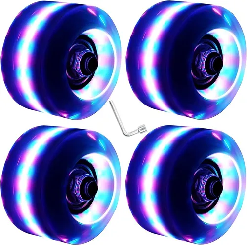 Nezylaf 4 ruedas de patín con luz LED, ruedas luminosas con rodamientos instalados para patinaje de doble fila en interiores o exteriores, 1.260 x