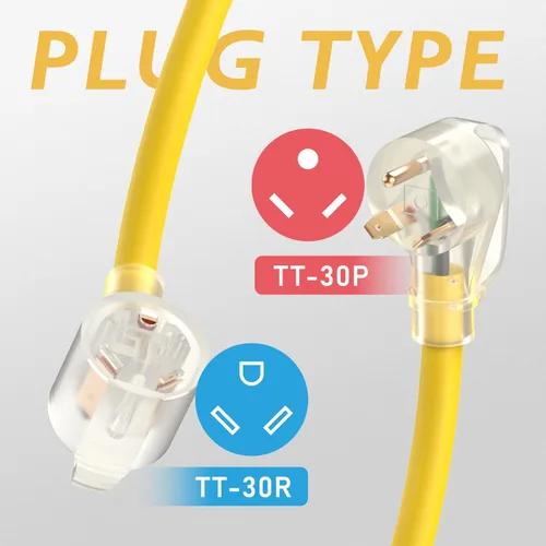 Vista 2 de TOOLIOM Cable de extensión para generador de 30 amperios, NEMA TT-30P/TT-30R RV cable de extensión de 125 V 3750 W 10/3 AWG STW cable generador