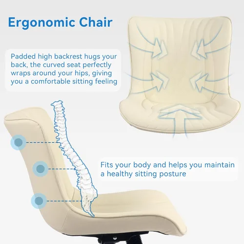 Vista 31 de YOUNIKE Silla de oficina, silla de escritorio sin brazos con ruedas, sillas giratorias ajustables para computadora de oficina en casa, silla