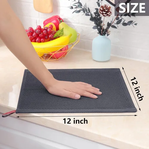 Vista 223 de Homaxy Paños de cocina de 100% algodón con tejido de gofre, ultra suaves, absorbentes, de secado rápido, 12 x 12 pulgadas, paquete de 6, amarillo