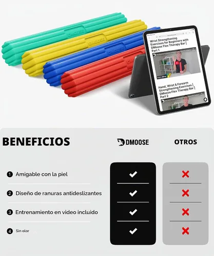Vista 6 de DMoose Fitness Flex Resistance Bar for Physical Therapy - Non-Slip Odorless Material, Exercise Bar for Tennis & Golfers Elbow Tendonitis Relief