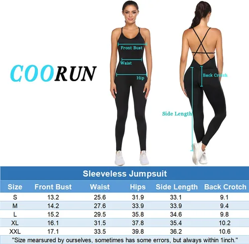 Vista 6 de COOrun Mono de yoga para mujer, sin espalda, deportivo, sin mangas, para gimnasio