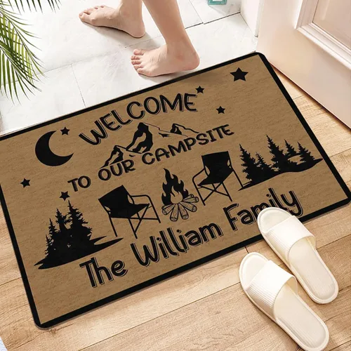 Vista 2 de Magimagine Alfombra personalizada para puerta de cámper, alfombra de puerta de RV de camping personalizada con texto, alfombra de cámper