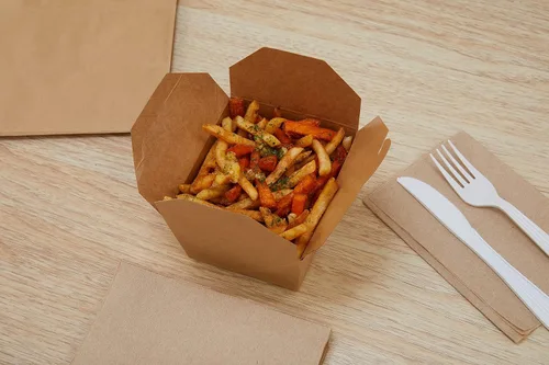 Vista 5 de EcoQuality - Contenedores de comida para llevar de 26 onzas, cajas de papel kraft marrón para llevar, resistentes a fugas y grasa, contenedores