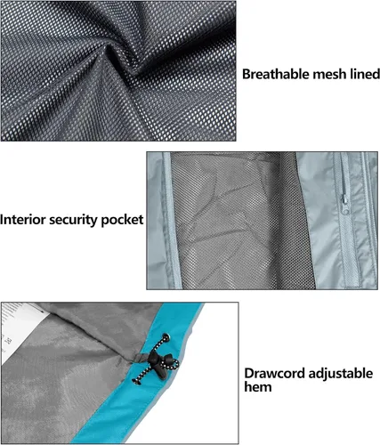 Vista 6 de Little Donkey Andy - Chaqueta impermeable para mujer, cortavientos ligero para exteriores, senderismo, viajes