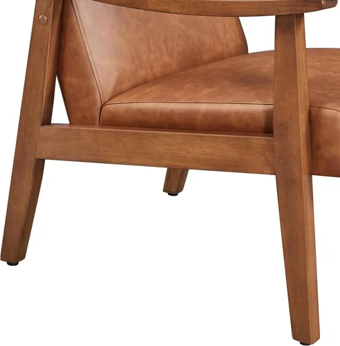 Vista 10 de Yaheetech Silla de Acento de Pana, Sillón Moderno de Mediados de Siglo con Patas de Madera Sólida, Silla de Lectura y Ocio con Respaldo Alto