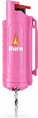 Burn Llavero de gas pimienta para autodefensa, espray compacto OC de 1/2 oz para mujeres y hombres, grado policial con tinte UV, rango de 16 pies,