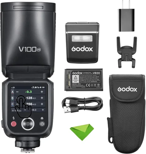 Godox V100 N V100-N 100Ws TTL Flash, 400 destellos de potencia completa, tiempo de reciclaje de 1.7s, 2.4G inalámbrico con flash externo, luz de