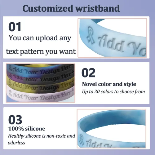 Vista 2 de Pulsera de goma personalizada pulsera de silicona personalizada a granel, entrega rápida, para conciencia, eventos, apoyo, pulsera de goma
