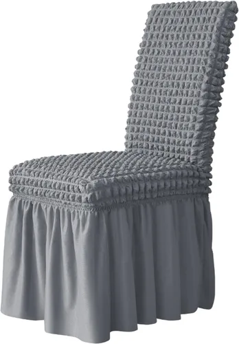 Vista 14 de Elastic Dining Chair Cover With Skirt, Polyester Spandex Furniture Protector, Removable And Washable, Universal(Beige,2 PCS)