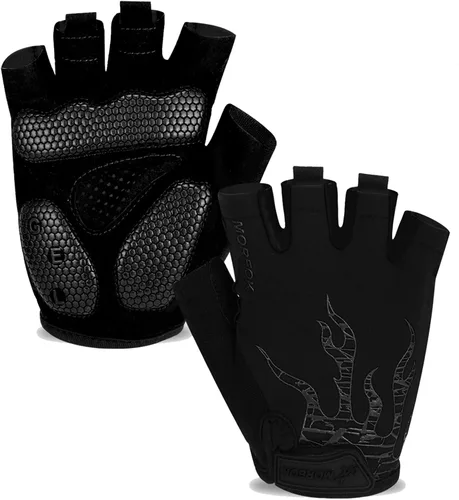 MOREOK - Guantes para bicicleta de montaña (MTB) y ciclismo de descenso (DH), para hombres, de medio dedo, con almohadilla de gel que absorbe los