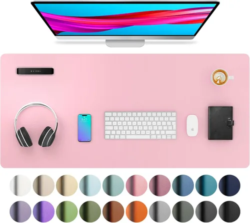 Vista 101 de Aothia - Protector de escritorio de cuero sintético impermeable y antideslizante para laptop, escritura y mouse, para oficina y hogar, 23.6 x 13.7