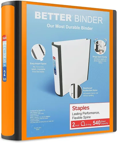 Vista 47 de Staples Better Binder - Carpeta de 3 anillos en D de 5 pulgadas, color negro, carpeta resistente de 3 anillas con lomo reforzado, capacidad