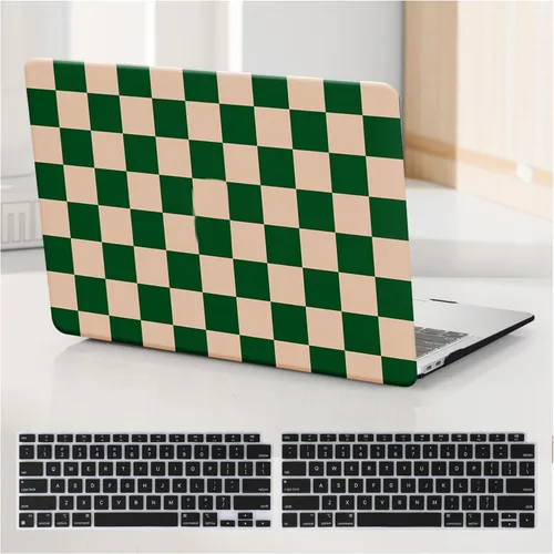 Vista 26 de Funda compatible con MacBook Air de 13 pulgadas (versión 2010-2017). Modelos: A1466 / A1369, funda rígida de piel crema texturizada a cuadros