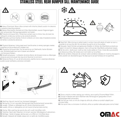 Vista 7 de Protección de umbral de parachoques trasero OMAC para Nissan Rogue 2014-20, Acero inoxidable