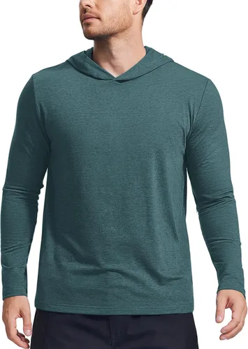 Vista 28 de PINSPARK Sudaderas ligeras con capucha tipo pullover para hombres, manga larga, sudadera con capucha para golf, gimnasio, entrenamiento, sudadera