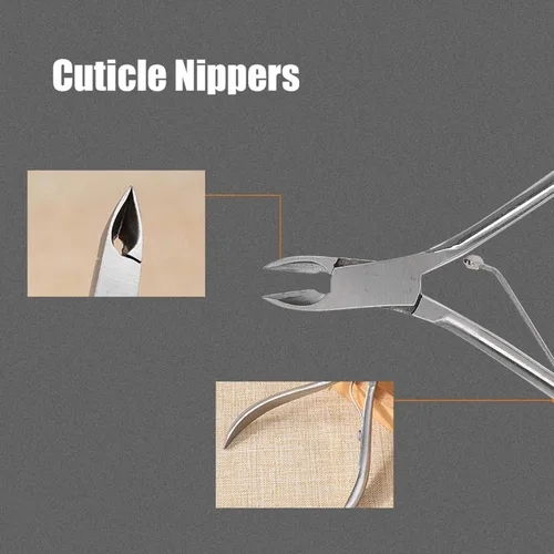 Vista 2 de Alicates de cutícula, de acero inoxidable, cortaúñas de piel muerta, alicates portátiles para dedos de los pies, tijeras de cutícula, herramienta
