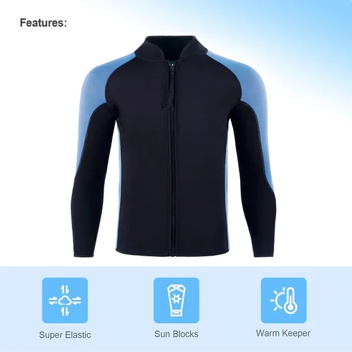 Vista 27 de Wetsuit Top Men,2mm Mens Wetsuit Top 3mm Long Sleeve Wetsuit Jacket Men Front Zip Warm Wets Suit Jackets for Men Stretch Mens Wetsuit Top