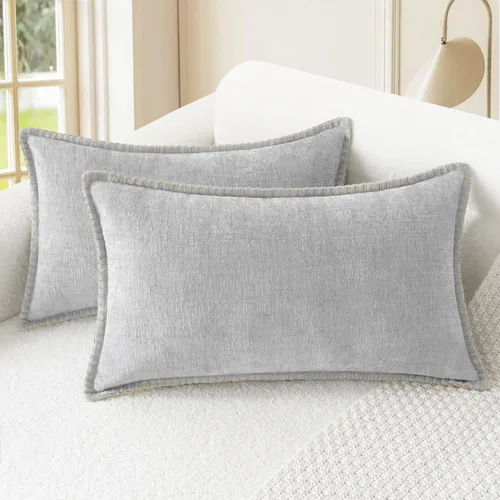 Vista 51 de CaliTime - Juego de 2 fundas de almohada decorativas de 16 x 16 pulgadas, con costuras en los bordes de hilo de algodón, chenilla suave teñida