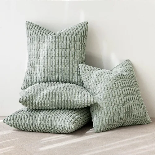 Vista 39 de MIULEE - Paquete de 4 fundas de cojín decorativas de pana, estilo rústico y bohemio, para sofá, sala de estar, sillón y cama, con patrón a rayas