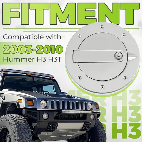 Vista 2 de KUAFU Puerta de Combustible con Bloqueo Compatible con Hummer H3 H3T 2003-2010 Puerta del Tanque de Combustible Tapa del Tanque de Gasolina Cubierta