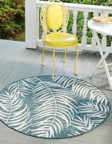 Vista 26 de Unique Loom - Tapete de la colección Outdoor Botanical, diseño de palmera (4.1 pies x 6.1 pies, rectangular, color azul/azul marino)