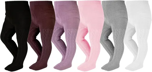 EPEIUS - Pantimedias de punto trenzado, mallas gruesas de algodón para recién nacidos, bebés o niñas pequeñas, paquete de 3, 4, 5 y 6 unidades