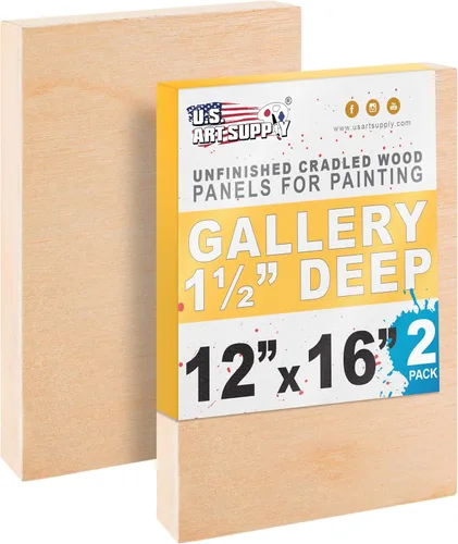Vista 11 de U.S. Art Supply Paneles de madera acunados sin terminar de 5 x 7 pulgadas para pintar, galería de 1-1/2 pulgadas de profundidad