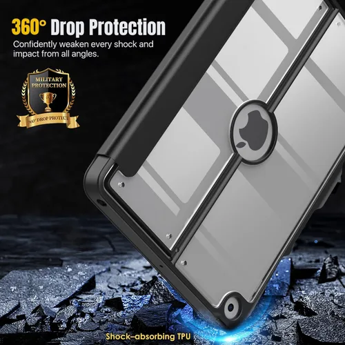 Vista 8 de MoKo Funda para iPad de 9ª generación con soporte para lápices, funda para iPad de 8ª/7ª generación de 10.2 pulgadas, protector de pantalla