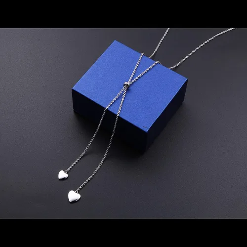 Vista 5 de YinShan Collar delicado de cadena larga, estilo simple, plata de ley 925, con dije de estrella de corazón y perla ajustable en forma de Y, joyería