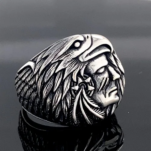 Silver Nativa American Ring,Silver Eagle Signet Ring, Silver American Ring,925k Sterling Silver Ring, Handmade Silver Ring,Gift For Him
